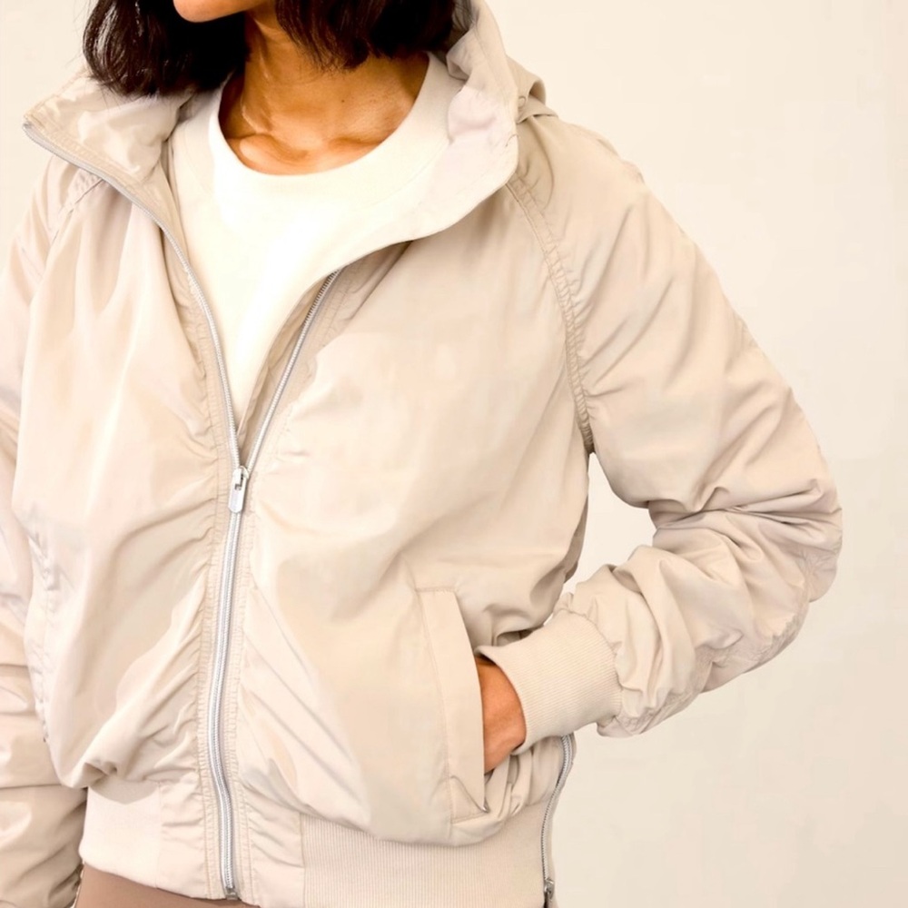 Athleta Jetset Bomber Jacket, Abalone, size L NWT